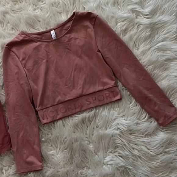 Victoria's Secret Dusty Rose Long Sleeve Crop Top - Picture 1 of 6